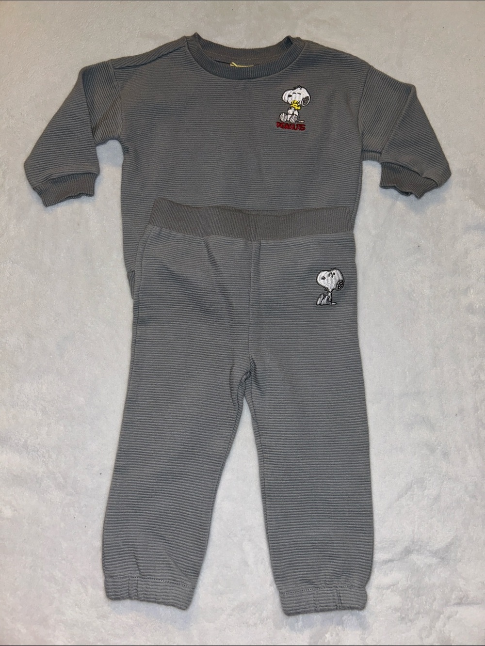 Peanuts Grey Snoopy Ribbed Sweatshirt & Jogger Set